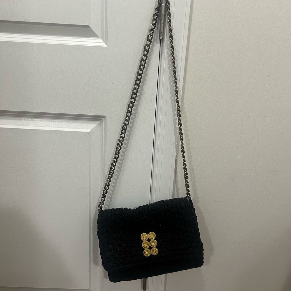 Kooreloo Black Crochet Flap Crossbody Bag $395 - Picture 2 of 10